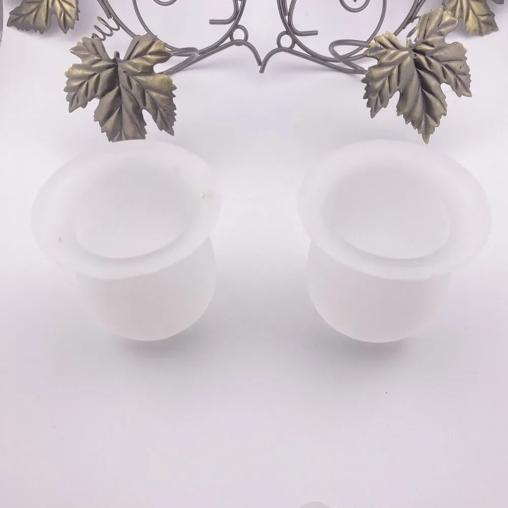 Partylite Grape Leaf Wall Sconce Pair With Frosted Votive Holders P7751